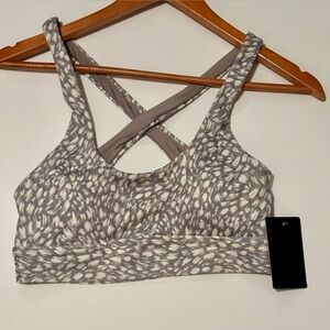 NWT Hurley Crisscross Back Grey/White Sports Bra | Medium